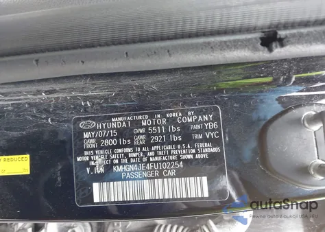 2015 Hyundai Genesis 3.8 из США, поврежденный, VIN KMHGN4JE4FU102254